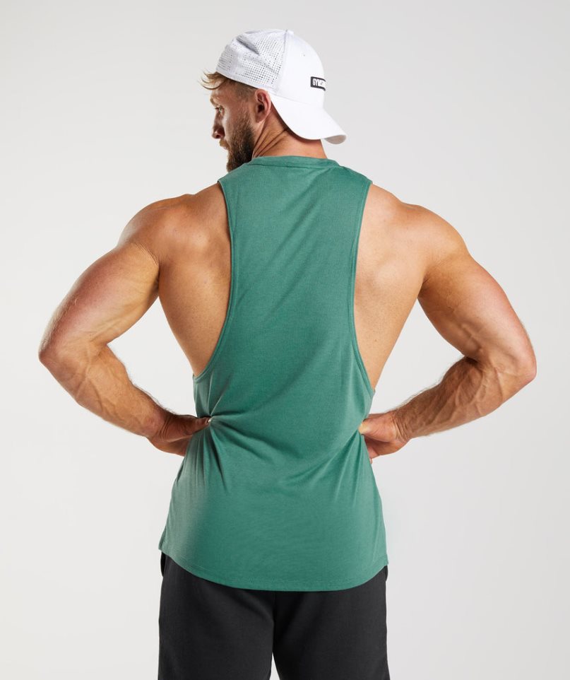 Men's Gymshark Legacy Drop Arm Tanks Green | CA D560NA